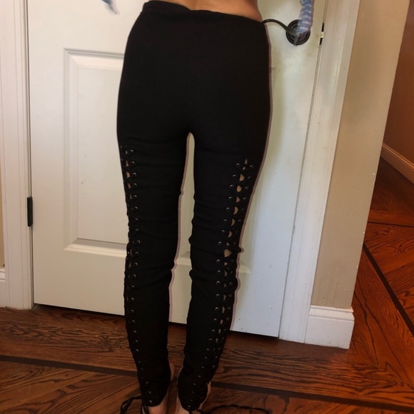 Black Laced Up Pants - Picture 4 of 5